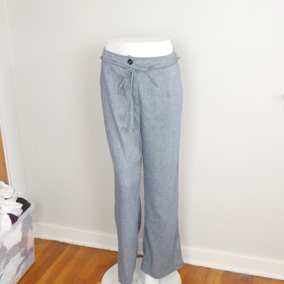 NWT Lattelier Line Drawstring Pant Blue 100% Linen Pants Medium - Picture 11 of 14